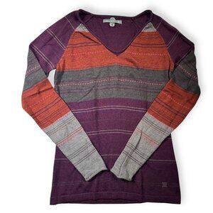 Smartwool‎ Merino Blend Womens XS V Neck Base layer Pullover Purple and Orange